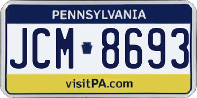 PA license plate JCM8693