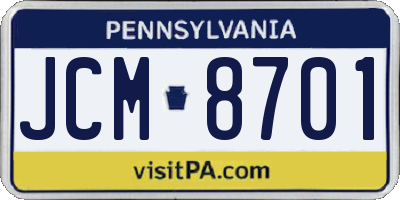 PA license plate JCM8701