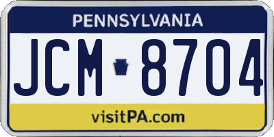 PA license plate JCM8704