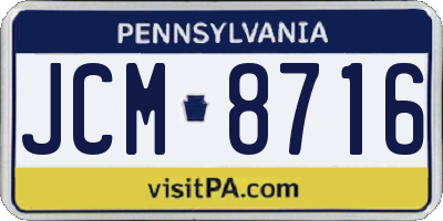PA license plate JCM8716