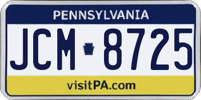 PA license plate JCM8725