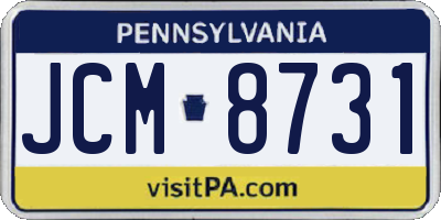 PA license plate JCM8731