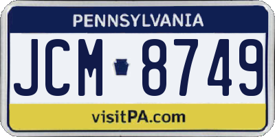 PA license plate JCM8749