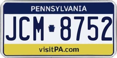 PA license plate JCM8752