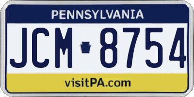 PA license plate JCM8754