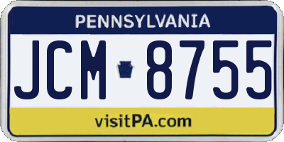 PA license plate JCM8755