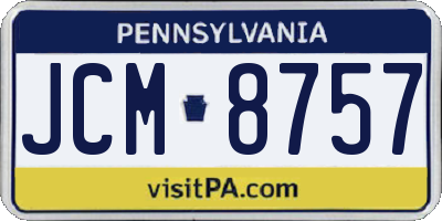 PA license plate JCM8757