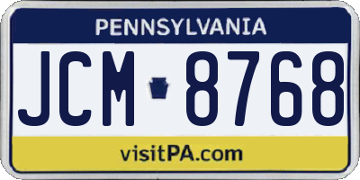 PA license plate JCM8768