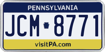 PA license plate JCM8771