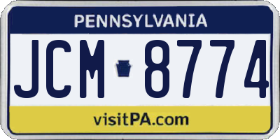 PA license plate JCM8774