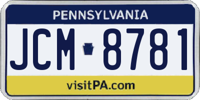 PA license plate JCM8781