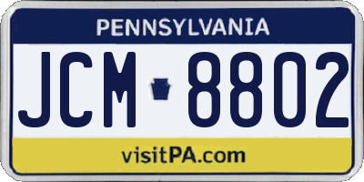 PA license plate JCM8802