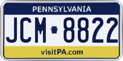 PA license plate JCM8822