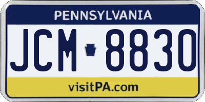 PA license plate JCM8830