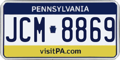 PA license plate JCM8869