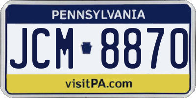 PA license plate JCM8870