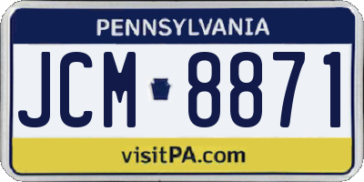 PA license plate JCM8871