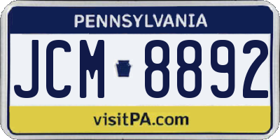PA license plate JCM8892