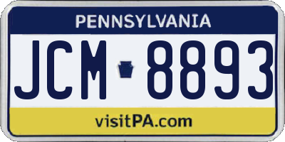 PA license plate JCM8893