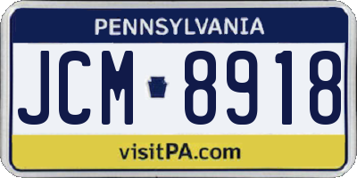 PA license plate JCM8918