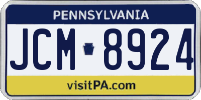 PA license plate JCM8924