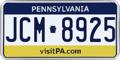 PA license plate JCM8925