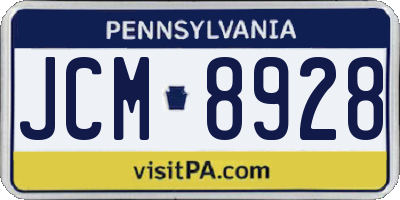 PA license plate JCM8928
