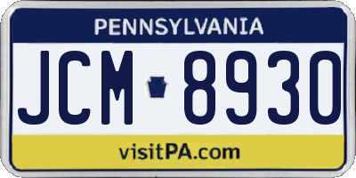 PA license plate JCM8930