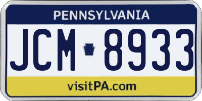 PA license plate JCM8933