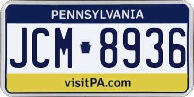 PA license plate JCM8936