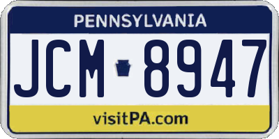 PA license plate JCM8947