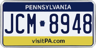 PA license plate JCM8948
