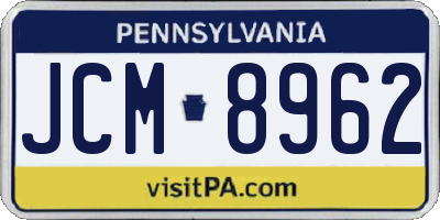PA license plate JCM8962