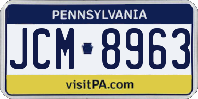 PA license plate JCM8963