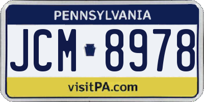 PA license plate JCM8978