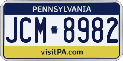 PA license plate JCM8982