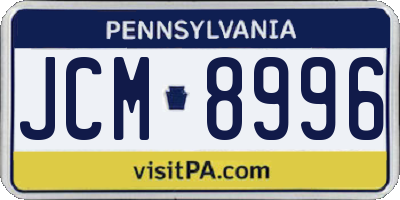PA license plate JCM8996
