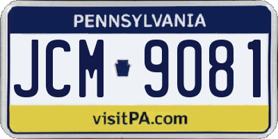 PA license plate JCM9081