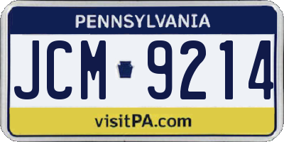 PA license plate JCM9214