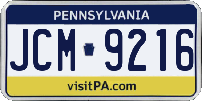 PA license plate JCM9216