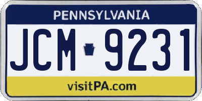 PA license plate JCM9231