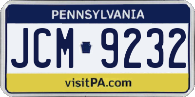 PA license plate JCM9232