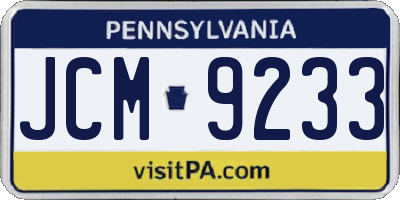 PA license plate JCM9233