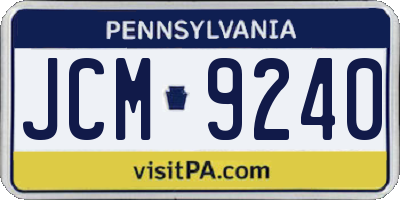 PA license plate JCM9240