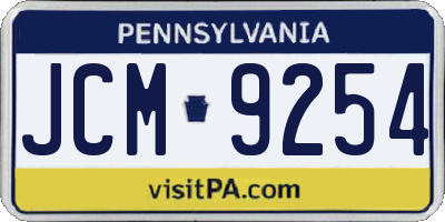 PA license plate JCM9254