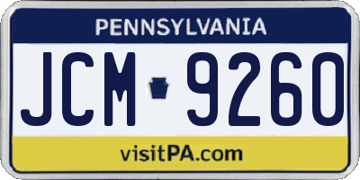 PA license plate JCM9260