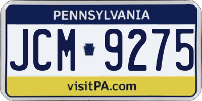 PA license plate JCM9275