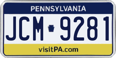 PA license plate JCM9281