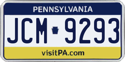 PA license plate JCM9293