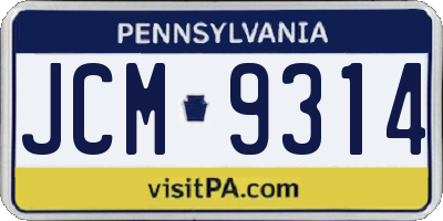 PA license plate JCM9314